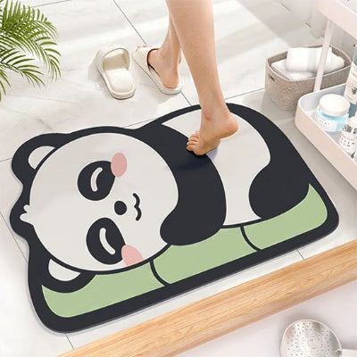 Tapis de bain a motif noir et blanc