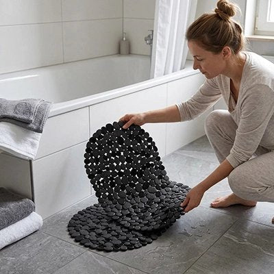 Tapis de bain antidérapant effet galets offrant une excellente adhérence