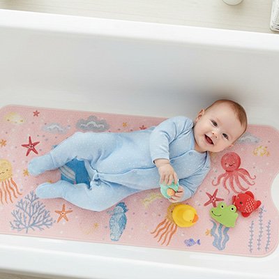 Tapis de bain bebe a motifs ludiques et colorés