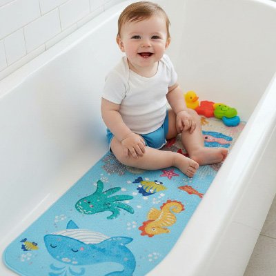Tapis de bain bebe avec Illustrations d'animaux marins mignons 