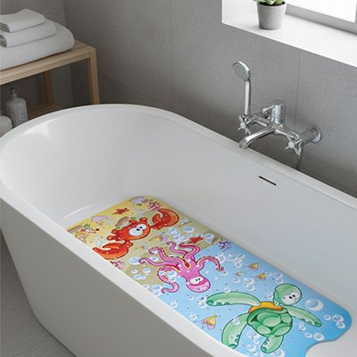 Tapis de bain bebe dotée de multiples ventouses au dos