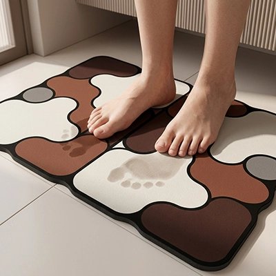 Tapis de bain design multicolore pour lavabo, douche ou baignoire