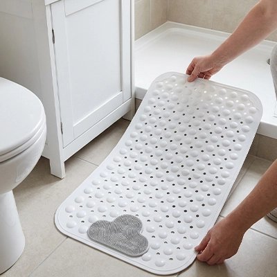 Tapis de douche antidérapant avec ventouses et motif nuage