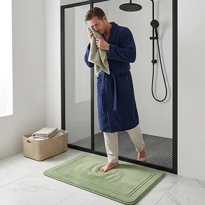 Tapis de douche vert confortable à séchage rapide