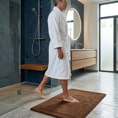 Tapis de sortie de douche absorbant et sécuritaire pour carrelage