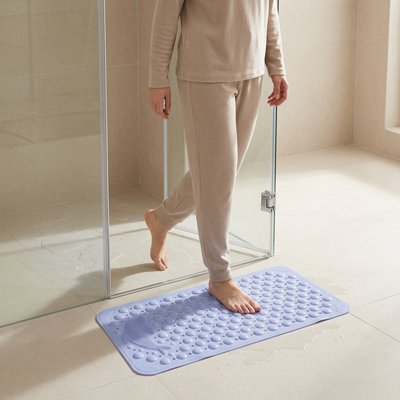 Tapis salle de bain antidérapant bleu offrant un massage doux 