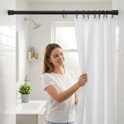 Tringle de douche supportant le poids du rideau même mouillé
