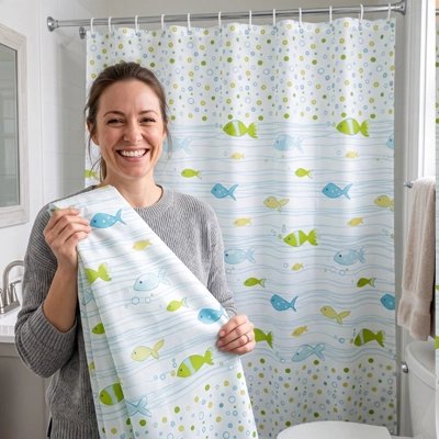 Un rideau de douche PEVA à motifs de poissons colorés