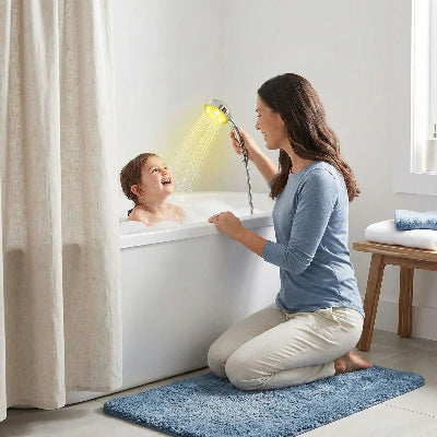 une-mere-lave-son-enfant-avec-le-pommeau-de-douche